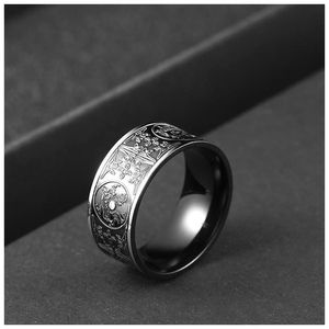 Stile unico retrò gotico inciso in acciaio inox vecchi anelli gioielli per gli uomini - Product Image 5