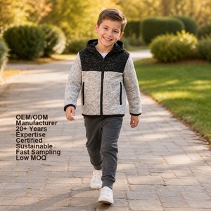 Sudadera sólida <span class=keywords><strong>de</strong></span> retazos <span class=keywords><strong>de</strong></span> invierno personalizada <span class=keywords><strong>de</strong></span> manga larga con cremallera superior camisa chaqueta sudaderas con capucha para niños - Product Image 1