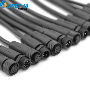 موصلات كابلات مقاومة للماء <span class=keywords><strong>DR</strong></span>-D18 M12 ذات 4 سنون ذكر وأنثى مع اتصال نحاسي بتصنيف 10 أمبير - Product Image 1