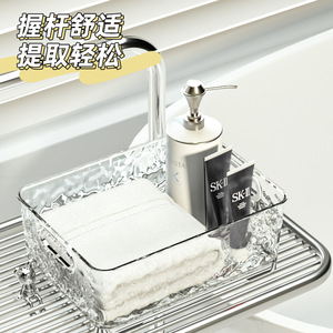 Glacier Patterned Desktop <b>Storage</b> Box <b>Square</b> Transparent Silver Handle Cosmetic Kitchen Household Organizer - Product Image 3