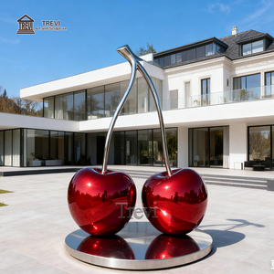 Scultura TREVI Moderna in Acciaio Inox a Forma <span class=keywords><strong>di</strong></span> Grande Ciliegia Rossa, Scultura Astratta in Metallo a Forma <span class=keywords><strong>di</strong></span> Frutta, Arte Pop per Giardino - Product Image 6