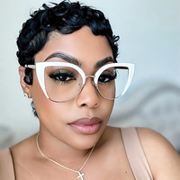 Nouvelles lunettes œil-de-chat tendance pour femmes, anti-lumière bleue, monture intégrale ; montures élégantes de style européen et américain pour l'export.