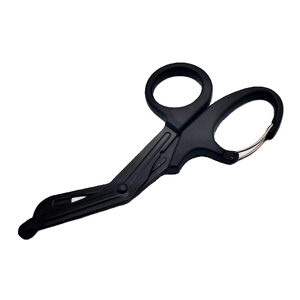Tijeras de seguridad industriales de acero inoxidable con punta de plástico dentada para traumatismos, con portacredenciales retráctiles y tijeras para vendajes - Product Image 2