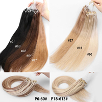 Extensions de cheveux humains Micro Loop, cheveux brésiliens Remy lisses pour femmes, ligne de pêche invisible, extensions Nanolink