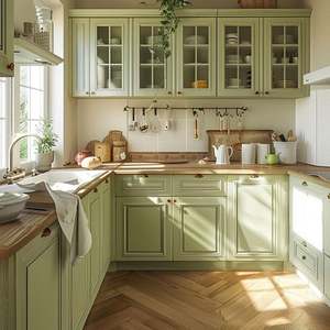 Muebles de Cocina Rústicos Clásicos, Serie Bosque Cálido y Curativo, Juego de Gabinetes de Cocina Abiertos de Alta Gama Resistentes al Agua - Product Image 5