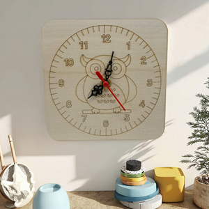 Reloj de madera pintado DIY con embrión blanco nuevo 2025, diseño de grafiti ecológico, Movimiento de Cinturón de <span class=keywords><strong>tiempo</strong></span> para jardín de infantes para niños - Product Image 2