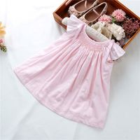 C75015 Ensembles de vêtements pour bébés filles été 2021, broderie faite à la main, robe smockée, boutiques de vêtements pour enfants, vente en gros