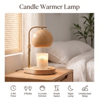 Lampu Pemanas Lilin Modern Tanpa Api dengan Desain Kayu dan Kap Besi yang Dapat Disesuaikan untuk Lilin dalam Stoples