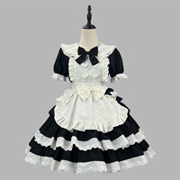 Costume de cosplay de demoiselle d'honneur d'anime japonais pour femmes, robe mignonne pour Halloween, maquillage, déguisement, ensemble uniforme, costume Lolita avec grand nœud