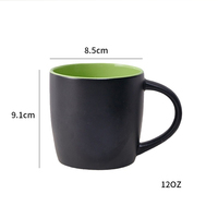 Vente en gros de tasses à thé et à café en grès de 12 oz, deux couleurs, avec logo personnalisé imprimé, mug à café en céramique noir mat pour cadeaux promotionnels