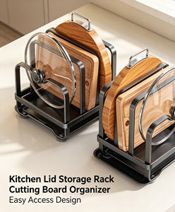 Support de rangement en métal pour couvercles de casseroles, planche à découper et organisateur de cuisine sur comptoir - Product Image 3