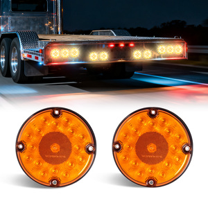 2 feux arrière ronds ambre à 17 LED de 7 pouces avec montage en surface à 4 trous pour camping-cars, camions, remorques, bus, fourgonnettes, étanches IP65 - Product Image 1