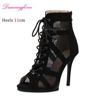 Sandales à talons hauts léopard de 11 cm, chaussures de tango pour femmes, bottes de soirée, chaussures de jazz pour la danse