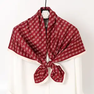 Elegant net red for 90cm large square scarf Plant flowers imitation silk scarf Fashion