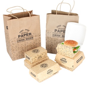 カスタムプリント 生分解性紙箱 バーガー用耐油紙箱 食品用揚げ物テイクアウト用クラフト紙箱 - Product Image 2