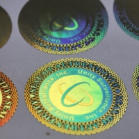 Autocollant holographique anti-contrefaçon, autocollant holographique 3D couleur, étiquette holographique avec code QR, autocollant holographique transparent E