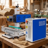 Máquina de Marcado Láser RF de Escritorio de 60W, Máquina de Marcado Láser de CO2 con Cinta Transportadora para Palillos de Madera y Bambú