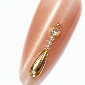 Faux ongles à presser en amande, avec perles 3D et strass, couvrance totale, pré-dessinés, prêts à poser pour les doigts - Product Image 5