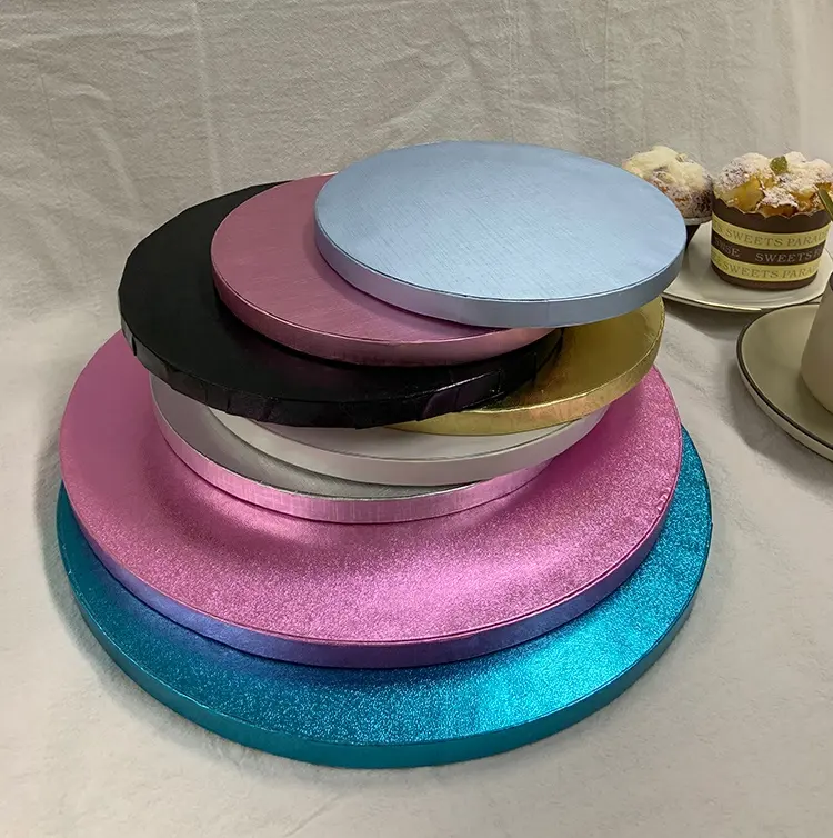 Round printed thick cake board 6-20 size customized kitchen baking cake drum