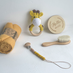 Beech Wooden Soft Toy Ring Animal <b>Rabbit</b> Baby Crochet Knit Bunny Teething Sensory Rattle Toys for Babies - Product Image 6