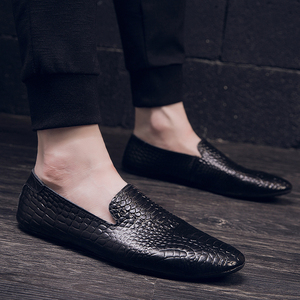 Mocassins en cuir véritable pour homme, embossés, à bout fermé, taille 37-44, à enfiler, collection automne - Product Image 2