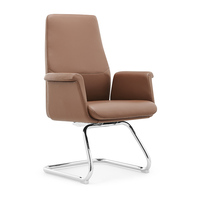 Chaises de bureau en cuir véritable brun de style moderne pour les salles de conférence et les réunions, sans roulettes