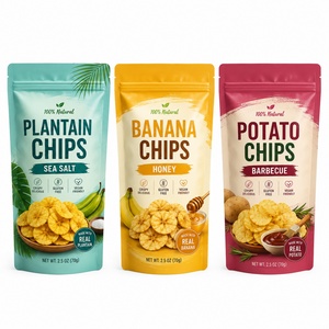 Sachets Doypack en plastique refermables personnalisés pour chips de banane plantain, emballage alimentaire en Mylar pour chips de fruits - Product Image 1