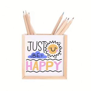 Sublimation Blanks Customized Square Wooden Modern <b>Desktop</b> Pencil <b>Pen</b> <b>Holder</b> Container for Student's Gift - Product Image 1