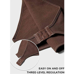 Body de yoga acanalado para mujer, de alta elasticidad, con cuello redondo, ropa deportiva elástica para fitness y gimnasio. - Product Image 5