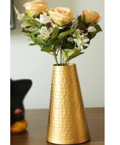 Florero de metal dorado para decoración del hogar antiguo, florero de mesa decorativo de hierro y latón para decoración del hogar - Product Image 3