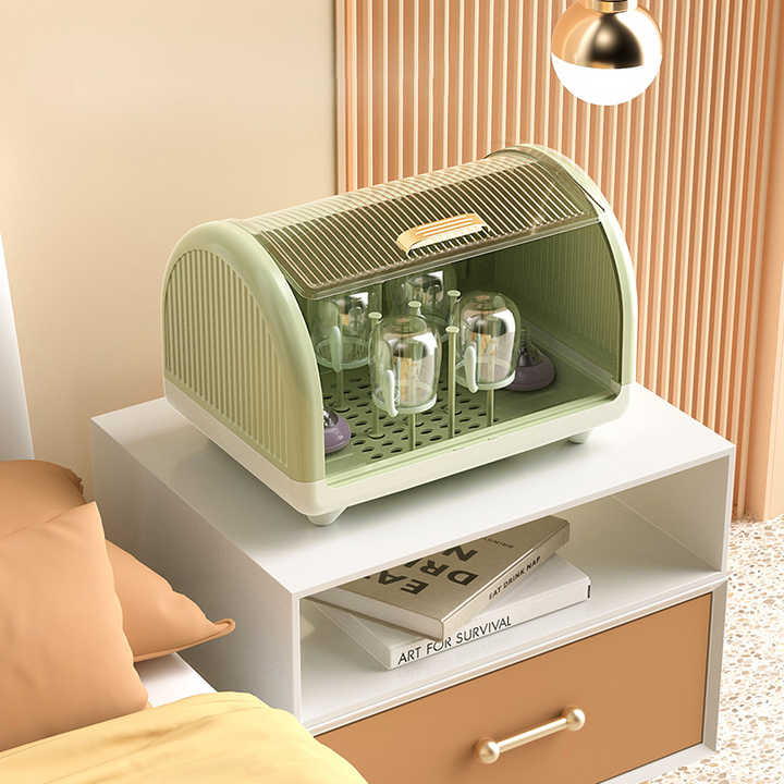 Hot sale Plate Dish Bowl Cups Spoon Storage Rack handle Kitchen 2 layers Plastic Dish Drying Drainer Dish Rack with Lid