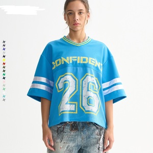 Tùy Chỉnh Người Đàn Ông Của Cộng Với Kích Thước Cổ Điển Varsity Tee Retro Hip Hop Phong Cách Drop Shoulder Mùa Hè Logo - Product Image 6