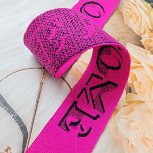 HH4K Custom Logo Nylon <b>Webbing</b> Jacquard Straps Sustainable 32cm Letter Multi-Color Knitted Elastic Plain Tape Underwear - Product Image 2