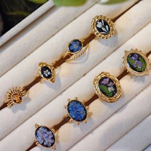 Spécimens de plantes, fleurs réelles séchées et conservées, bijoux vintage, anneaux en acier inoxydable pour homme - Product Image 4