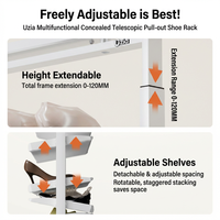 UZIA-12 Étagère à chaussures pliable multi-niveaux en acier allié et ABS, style français, grande capacité, durable, imperméable, portable, mobilier de maison