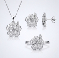 Boucles d'oreilles clous fleur d'hibiscus hawaïenne, bijoux océaniques à thème floral et végétal d'origine hawaïenne