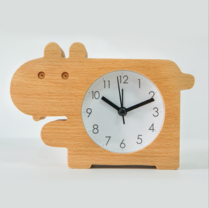 Orologio muto animale in legno in stile europeo soggiorno camera da letto cartone animato quarzo studio luminoso sveglia alla moda - Product Image 3