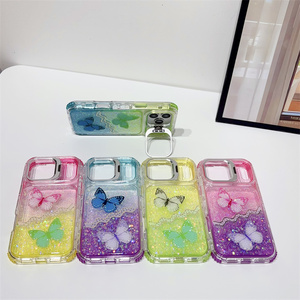 <span class=keywords><strong>Cover</strong></span> per <span class=keywords><strong>iPhone</strong></span> 17 in resina epossidica con glitter, effetto sfumato <span class=keywords><strong>arcobaleno</strong></span>, strato glitterato, angoli rinforzati, supporto elettroplaccato e protezione lente, custodia femminile - Product Image 1