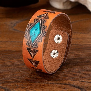 <span class=keywords><strong>DW</strong></span>-30 vente en gros Vintage femmes bouton main bijoux imprimé motif PU <span class=keywords><strong>cuir</strong></span> <span class=keywords><strong>Bracelet</strong></span> <span class=keywords><strong>Bracelet</strong></span> - Product Image 2