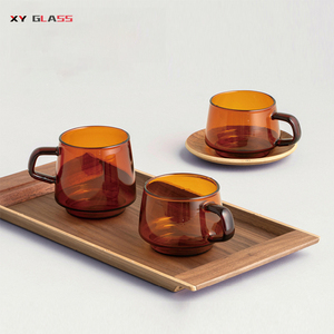 <span class=keywords><strong>Taza</strong></span> de Café Latte <span class=keywords><strong>Negra</strong></span> de Vidrio de Borosilicato Resistente al Calor, Hecha a Mano, Colorida, al por Mayor - Product Image 5