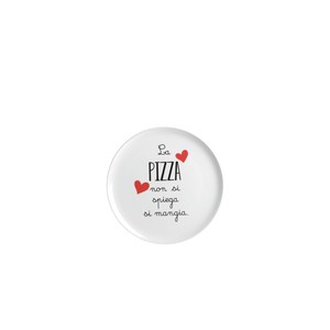 Piatto per Pizza in Ceramica 32cm con Citazione Italiana e Design a Cuori - Product Image 1
