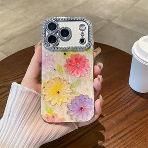 Coque de téléphone portable à paillettes laser motif floral pour iPhone 17 Air 16 15 14 Pro Max, étui antichoc en PC et TPU avec diamants brillants et protection de l'appareil photo - Product Image 1