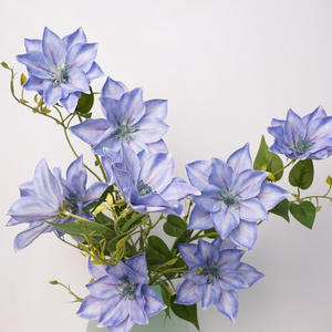 Piccoli fiori di loto artificiali Clematis soggiorno decorazioni floreali luce fiori di seta di lusso - Product Image 3