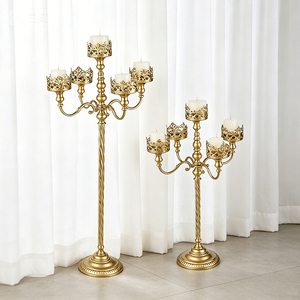 Chandelier en métal doré européen sur pied, décoration de mariage personnalisée, ornement de luxe pour bureau, chambre et <span class=keywords><strong>maison</strong></span> - Product Image 5