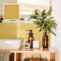 Grille jaune en céramique mosaïque cuisine salle de bain balcon fond mur brique café lait thé boutique carrelage