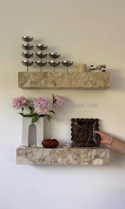Estante de Pared Flotante Decorativo para Sala de Estar, Estilo Ceppo Romano, Mármol Kunis Breccia, Beige, Personalizado por SH STONE - Product Image 4