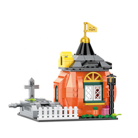 COGO Set mainan blok bangunan rakitan DIY Model rumah labu Halloween 878 buah