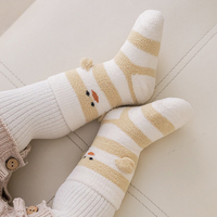 3er-Pack Baby Fleece-Gefütterte Lange Socken mit Cartoon-Tier-Stickerei Dicke Warme Stricksocken für Kleinkinder Mädchen Jungen