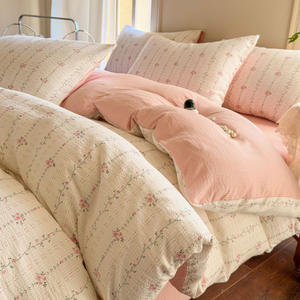 Fabrika Tedarikli Basit Tarz Baskılı Nevresim Takımı Çarşaf 4 Parça Yastık Kılıfı ile Yatak Odası İçin - Product Image 6