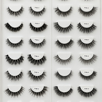 Faux cils en vison naturel à bande complète, sans cruauté, effet 3D, autocollants, réutilisables
